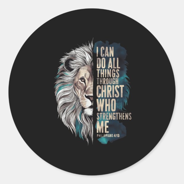 I Can Do All Things Through Christ  Runder Aufkleber (Vorderseite)