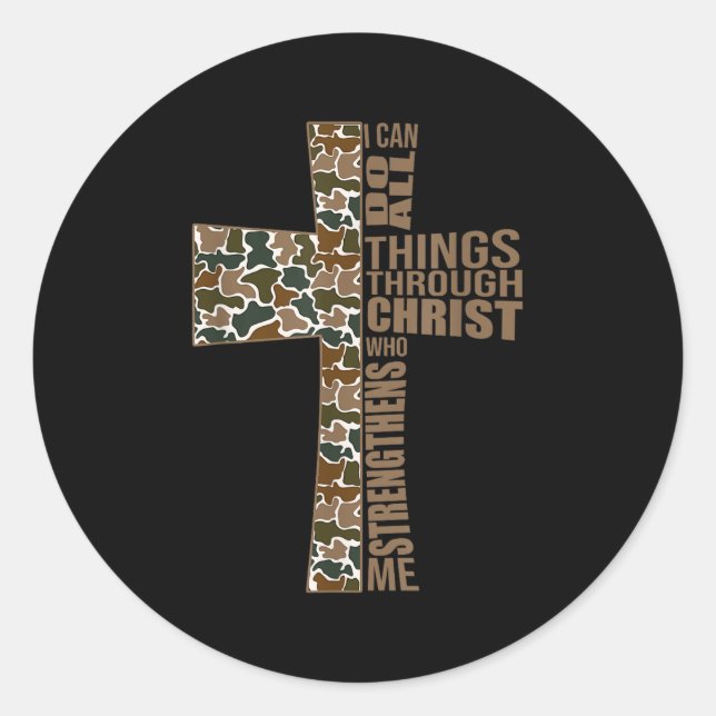 I Can Do All Things Through Christ Who Strengthens Runder Aufkleber (Vorderseite)