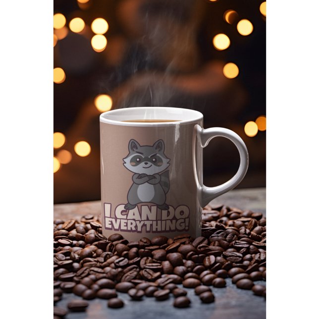 I Can Do Everything! Confident Raccoon Gift Kaffeetasse (Von Creator hochgeladen)