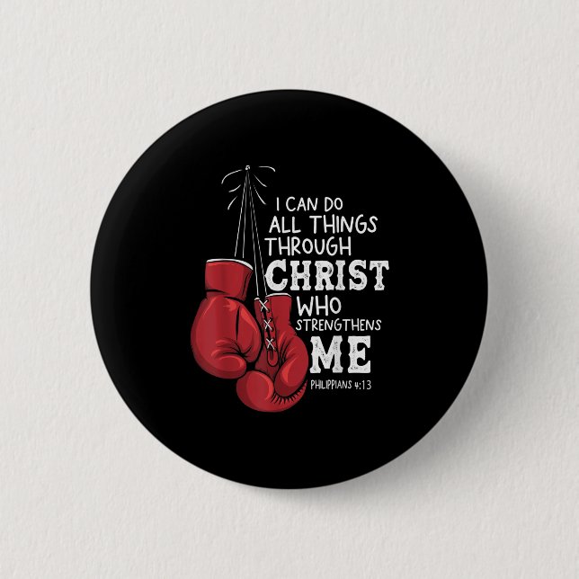 I Can Do Things Christian Boxing Quote Philipans 4 Button (Vorderseite)