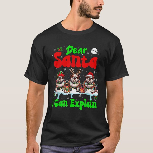 I Can Explain Xmas Three Santa Reindeer Bulldogs O T-Shirt (Vorderseite)
