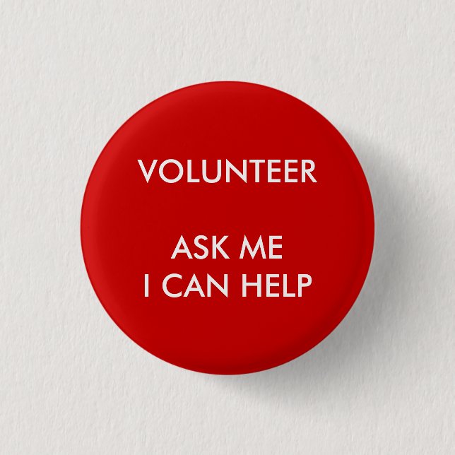 I Can Help  Volunteer Button Charity Event Red (Vorderseite)