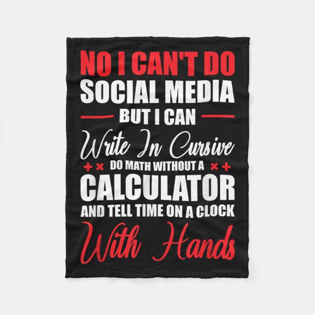 I Can't Do Social Media But I Can Write In Cursive Fleecedecke (Vorderseite)