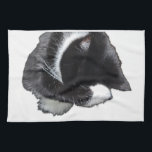 I Can't Even Right Meow Geschirrtuch<br><div class="desc">Introducing Binx... This humorous image features a black-and-white tuxedo cat curled up with one paw dramatically covering his face, as if he has completely given up on the day. With his head tucked down and eyes hidden, the cat looks adorably fed up—like he just heard the most ridiculous thing imaginable...</div>