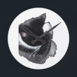 I Can't Even Right Meow Runde Wanduhr<br><div class="desc">Introducing Binx... This humorous image features a black-and-white tuxedo cat curled up with one paw dramatically covering his face, as if he has completely given up on the day. With his head tucked down and eyes hidden, the cat looks adorably fed up—like he just heard the most ridiculous thing imaginable...</div>