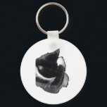 I Can't Even Right Meow Schlüsselanhänger<br><div class="desc">Introducing Binx... This humorous image features a black-and-white tuxedo cat curled up with one paw dramatically covering his face, as if he has completely given up on the day. With his head tucked down and eyes hidden, the cat looks adorably fed up—like he just heard the most ridiculous thing imaginable...</div>