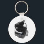 I Can't Even Right Meow Schlüsselanhänger<br><div class="desc">Introducing Binx... This humorous image features a black-and-white tuxedo cat curled up with one paw dramatically covering his face, as if he has completely given up on the day. With his head tucked down and eyes hidden, the cat looks adorably fed up—like he just heard the most ridiculous thing imaginable...</div>