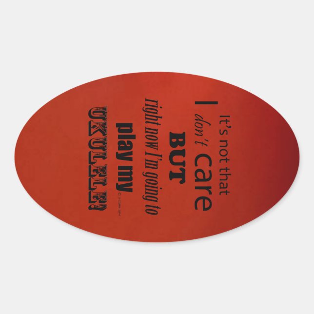 I Care Ukulele Oval Sticker (Vorderseite)