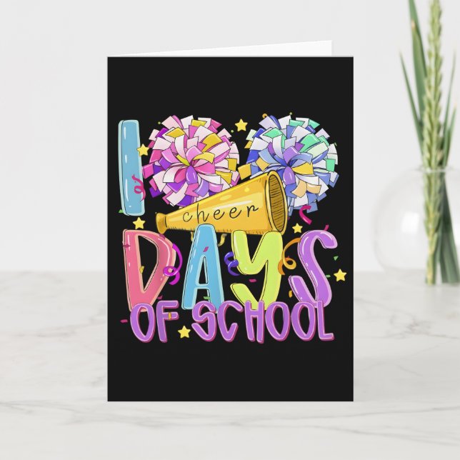 I Cheer 100 Days of School Colorful Cheerleading Karte (Vorderseite)