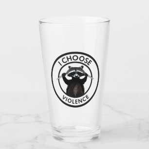 I Choose Gewalt Funny Raccoon Glas