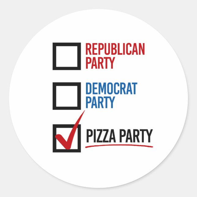 I Choose Pizza Party Runder Aufkleber (Vorderseite)