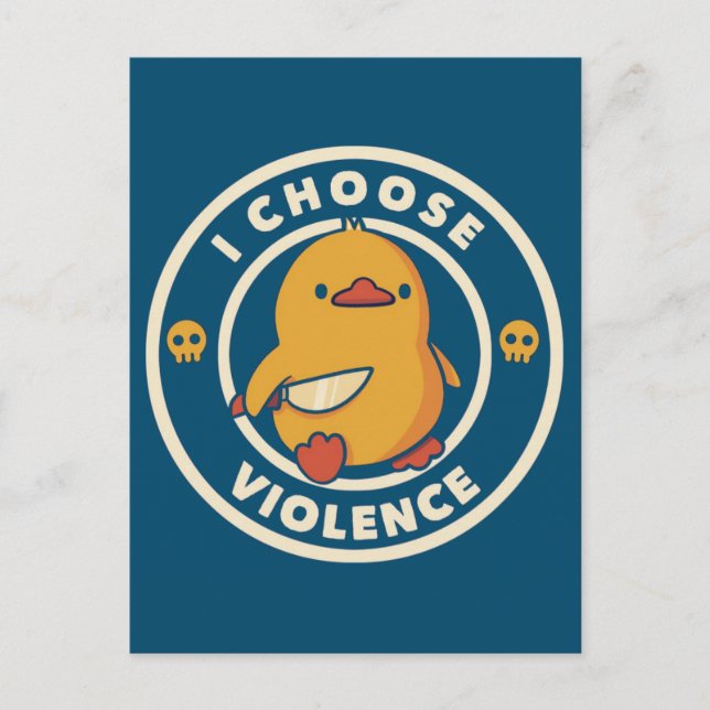 I Choose Violence Meme Duck Chick Chicken Gore Postkarte (Vorderseite)