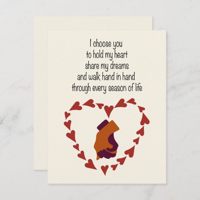 I Choose You Valentine Postcard Feiertagskarte (Vorne/Hinten)