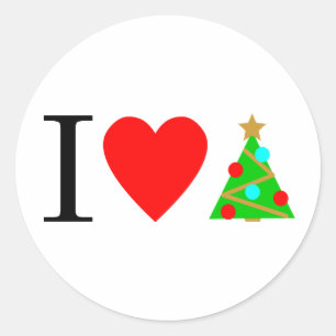 I Coeur Noël / I Love Sticker rond Noël