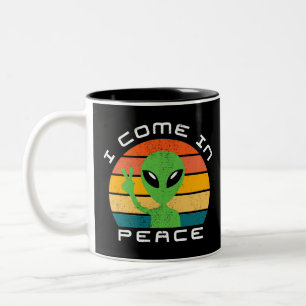 I Come In Peace Alien Space Zweifarbige Tasse
