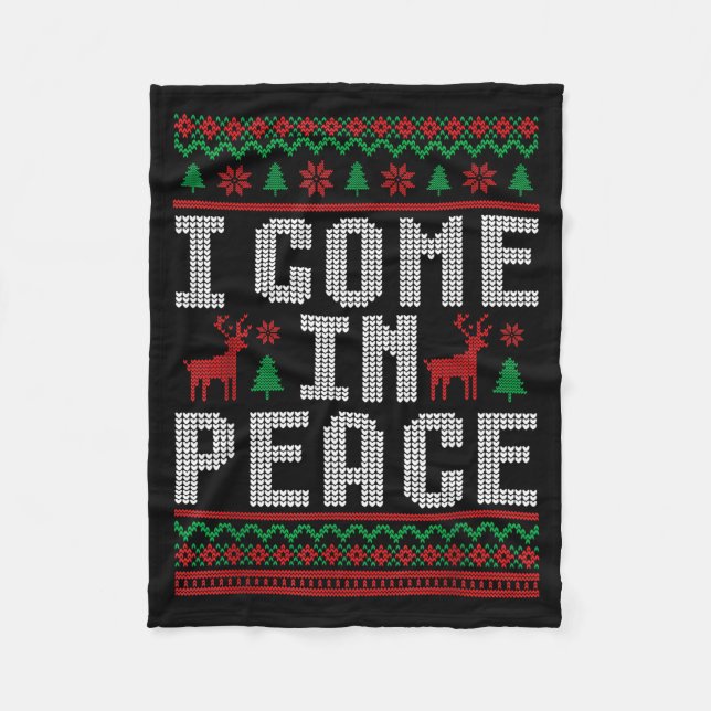 I Come In Peace Couple Matching Ugly Christmas Swe Fleecedecke (Vorderseite)