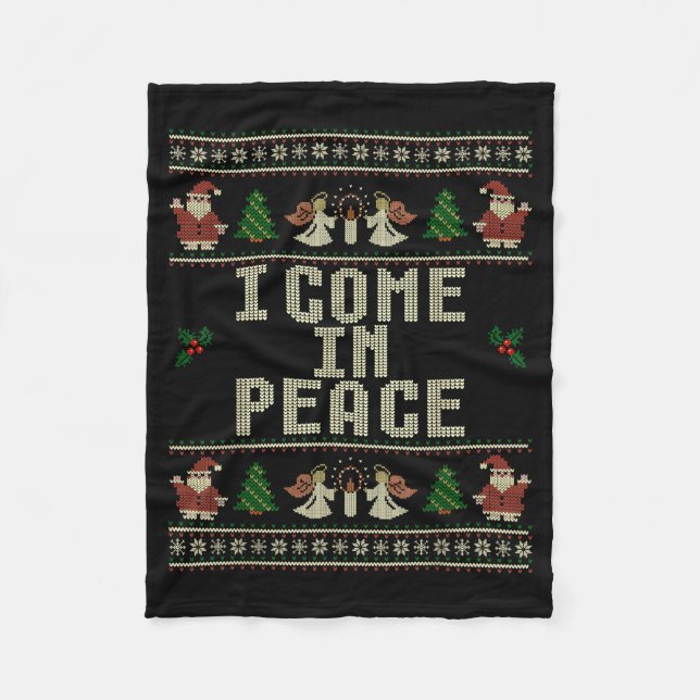I Come In Peace Couple Matching Ugly Christmas Swe Fleecedecke (Vorderseite)