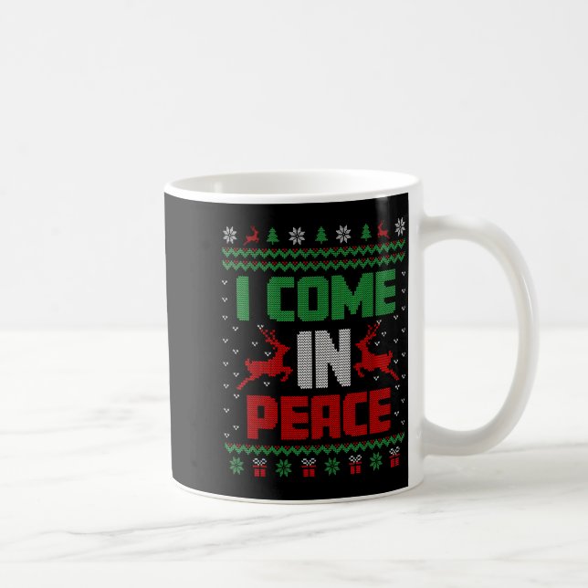 I Come In Peace Couple Matching Ugly Christmas Swe Kaffeetasse (Rechts)