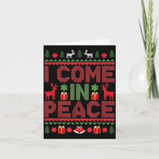 I Come In Peace Couple Matching Ugly Christmas Swe Karte (Vorderseite)