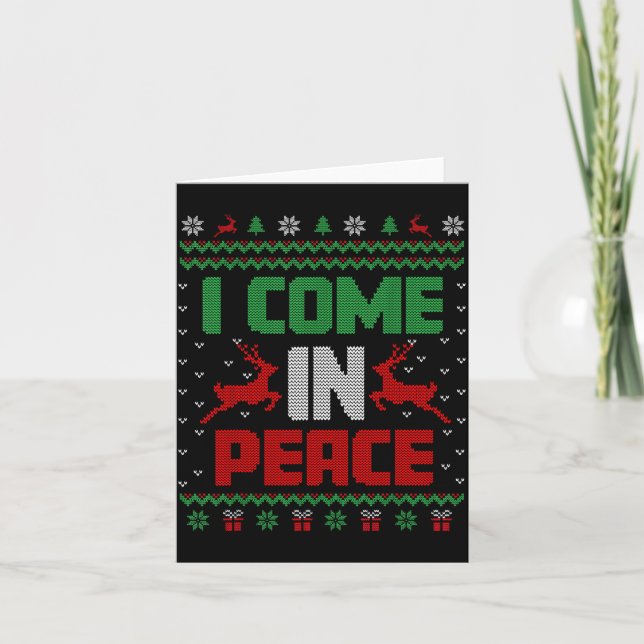 I Come In Peace Couple Matching Ugly Christmas Swe Karte (Vorderseite)