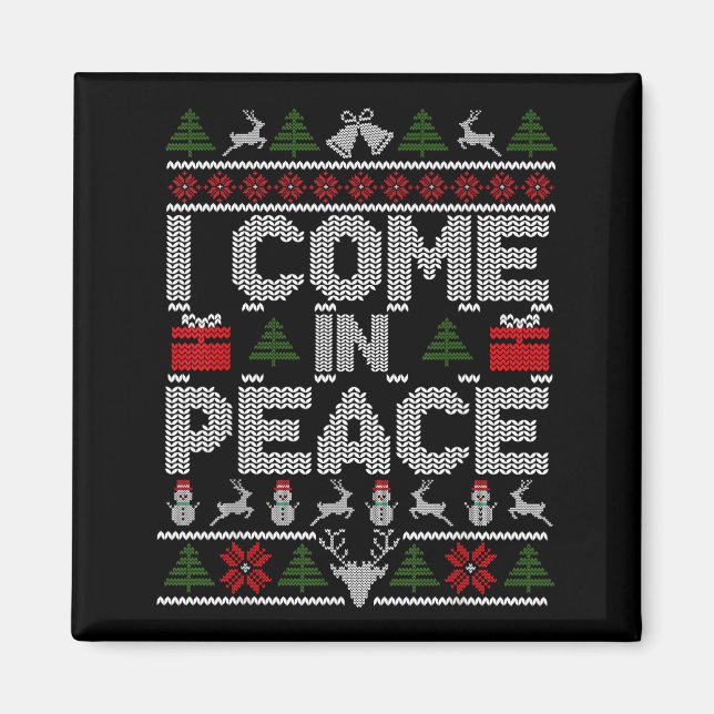 I Come In Peace Couple Matching Ugly Christmas Swe Magnet (Vorne)