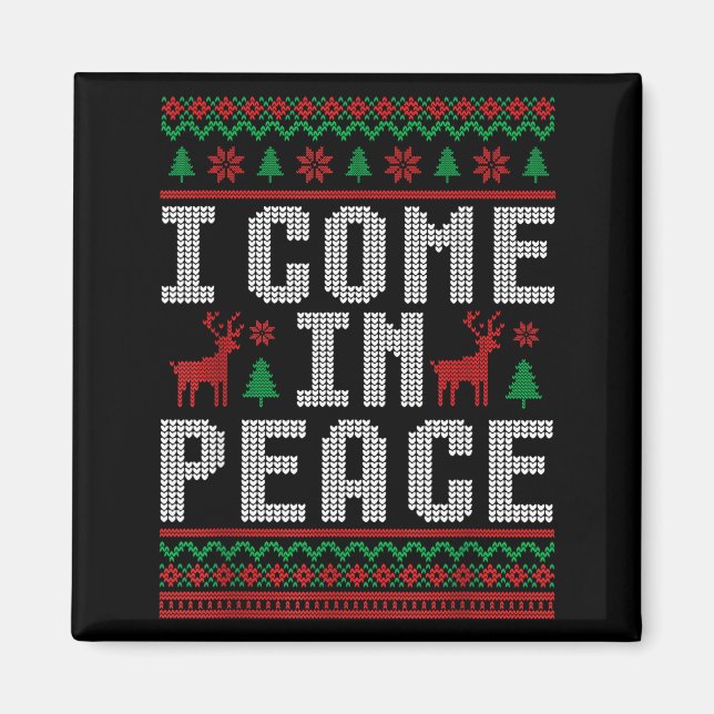 I Come In Peace Couple Matching Ugly Christmas Swe Magnet (Vorne)
