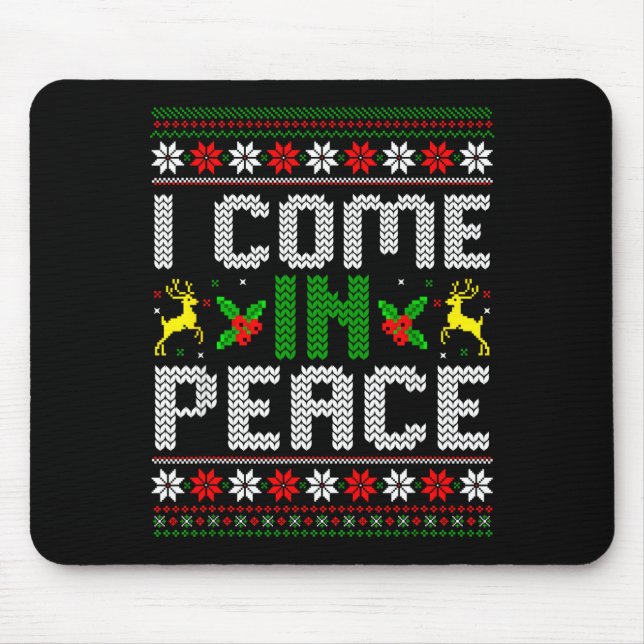 I Come In Peace Couple Matching Ugly Christmas Swe Mousepad (Vorne)