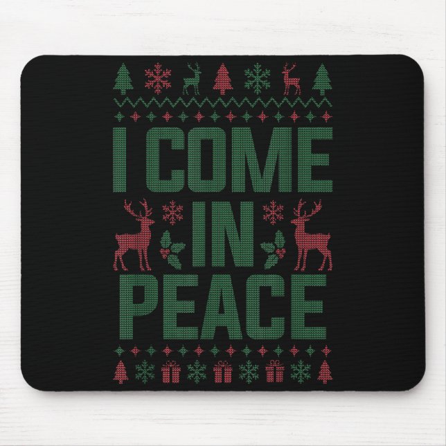 I Come In Peace Couple Matching Ugly Christmas Swe Mousepad (Vorne)