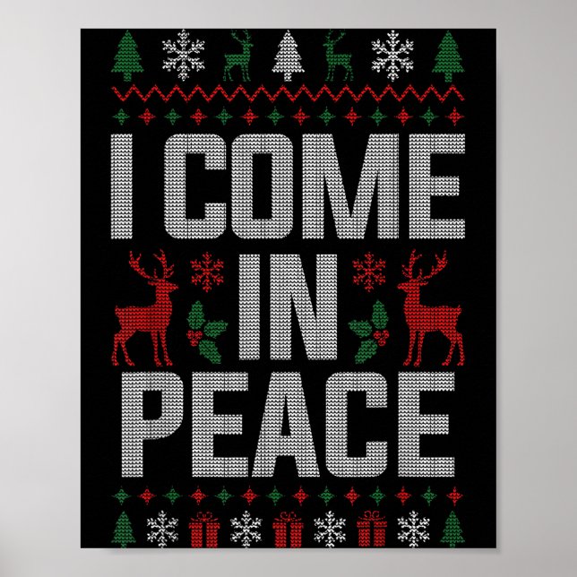 I Come In Peace Couple Matching Ugly Christmas Swe Poster (Vorne)