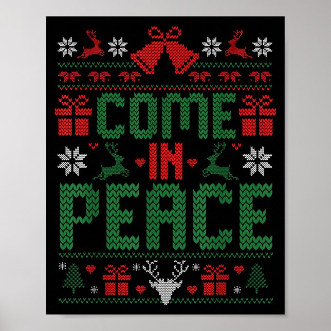 I Come In Peace Couple Matching Ugly Christmas Swe Poster (Vorne)