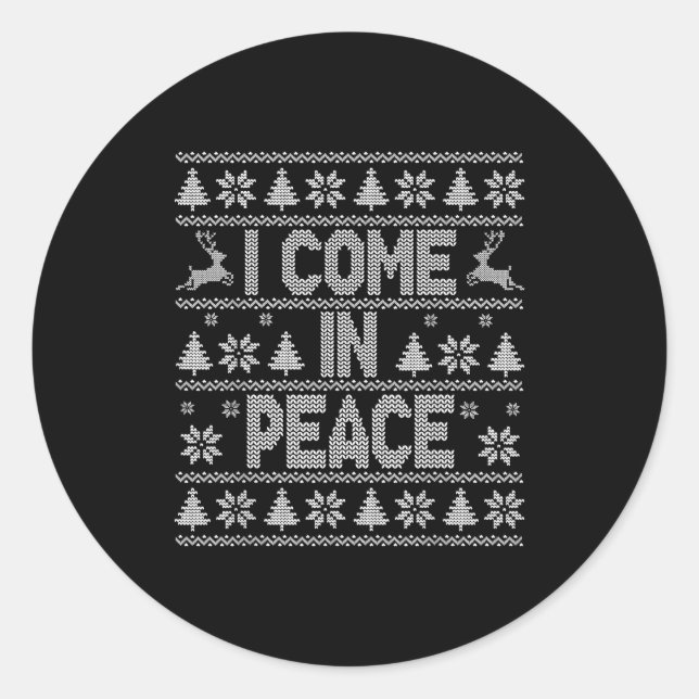I Come In Peace Couple Matching Ugly Christmas Swe Runder Aufkleber (Vorderseite)