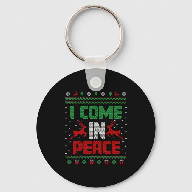 I Come In Peace Couple Matching Ugly Christmas Swe Schlüsselanhänger (Vorderseite)