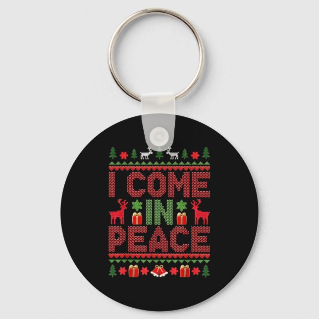 I Come In Peace Couple Matching Ugly Christmas Swe Schlüsselanhänger (Vorderseite)