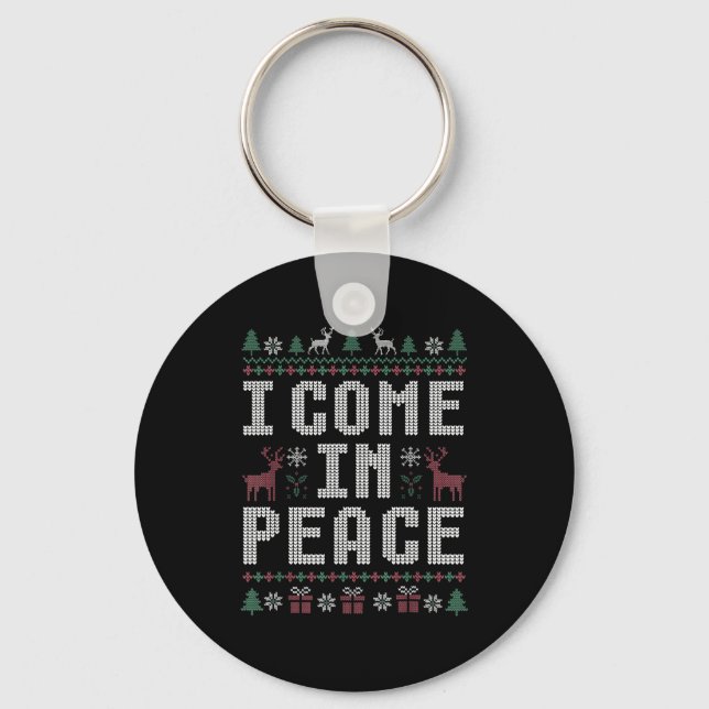 I Come In Peace Couple Matching Ugly Christmas Swe Schlüsselanhänger (Vorderseite)