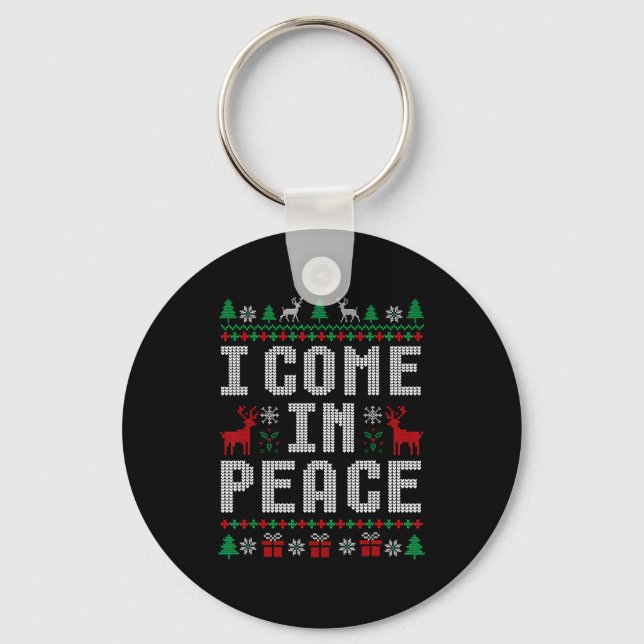 I Come In Peace Couple Matching Ugly Christmas Swe Schlüsselanhänger (Vorderseite)