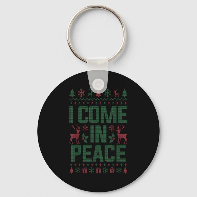 I Come In Peace Couple Matching Ugly Christmas Swe Schlüsselanhänger (Vorderseite)