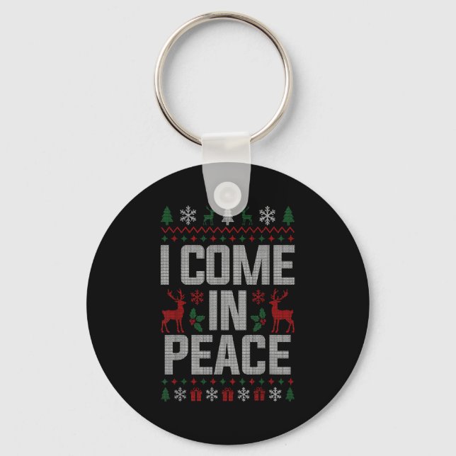 I Come In Peace Couple Matching Ugly Christmas Swe Schlüsselanhänger (Vorderseite)