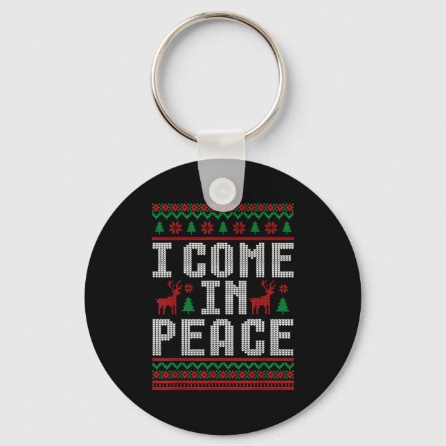 I Come In Peace Couple Matching Ugly Christmas Swe Schlüsselanhänger (Vorderseite)