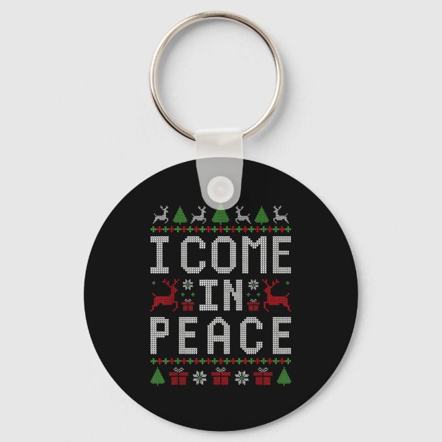 I Come In Peace Couple Matching Ugly Christmas Swe Schlüsselanhänger (Vorderseite)