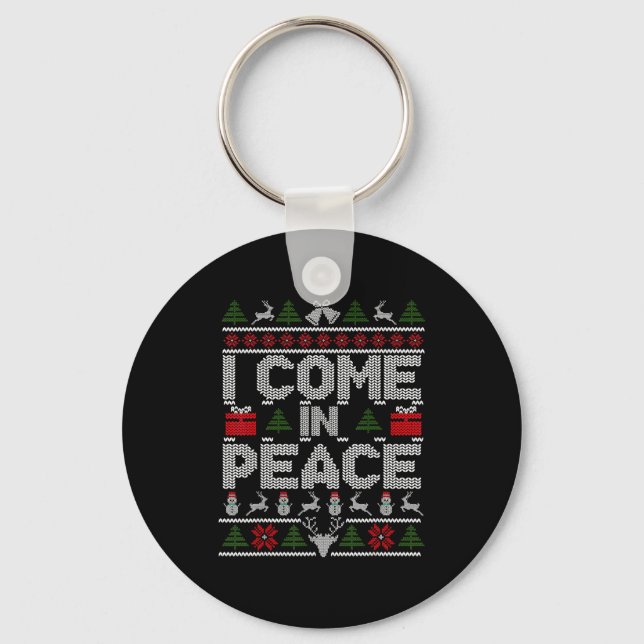 I Come In Peace Couple Matching Ugly Christmas Swe Schlüsselanhänger (Vorderseite)