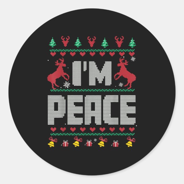 I Come In Peace - I'm Peace Xmas Matching Couples  Runder Aufkleber (Vorderseite)