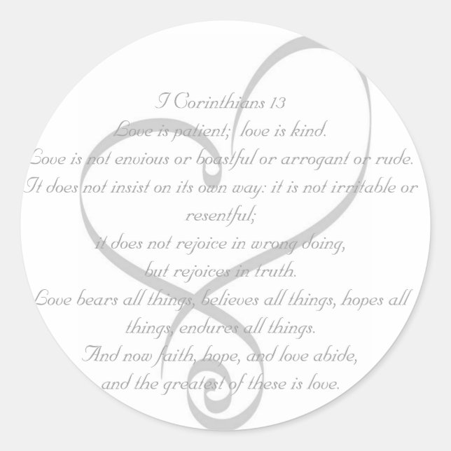 I Corinthians 13 Lieben/Hochzeitsticker Runder Aufkleber (Vorderseite)