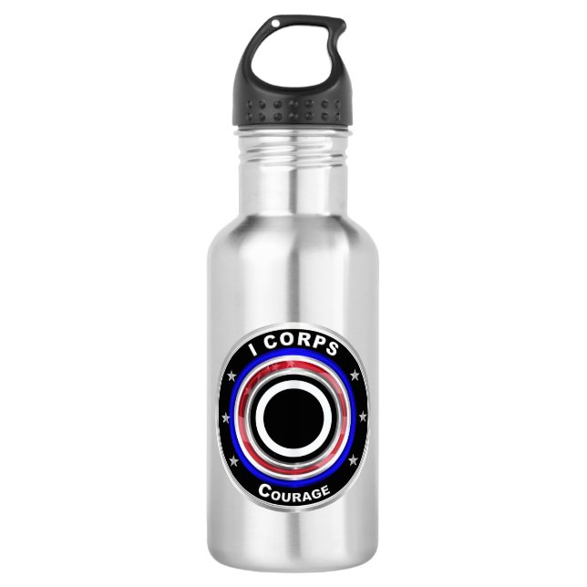 I Corps "America's Corps" Edelstahlflasche (Vorderseite)