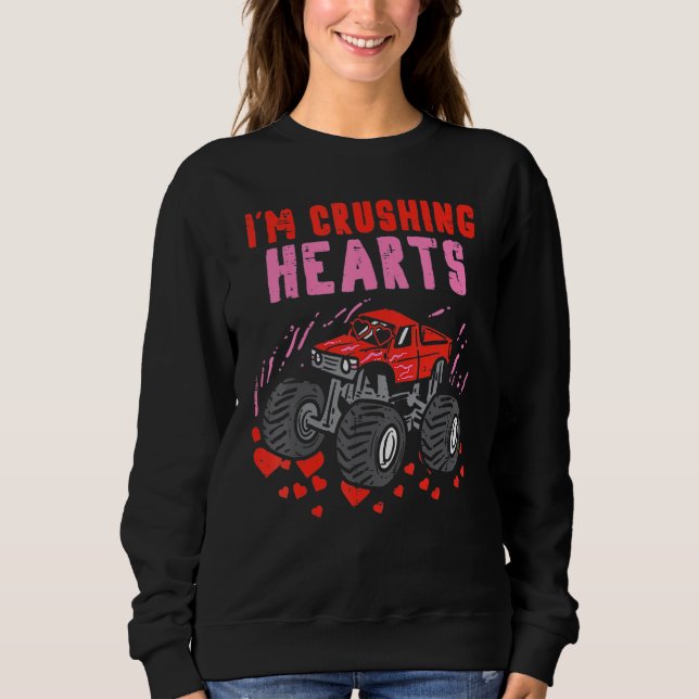 I Crush Hearts Monster Truck Toddler Boys Valentin Sweatshirt (Vorderseite)