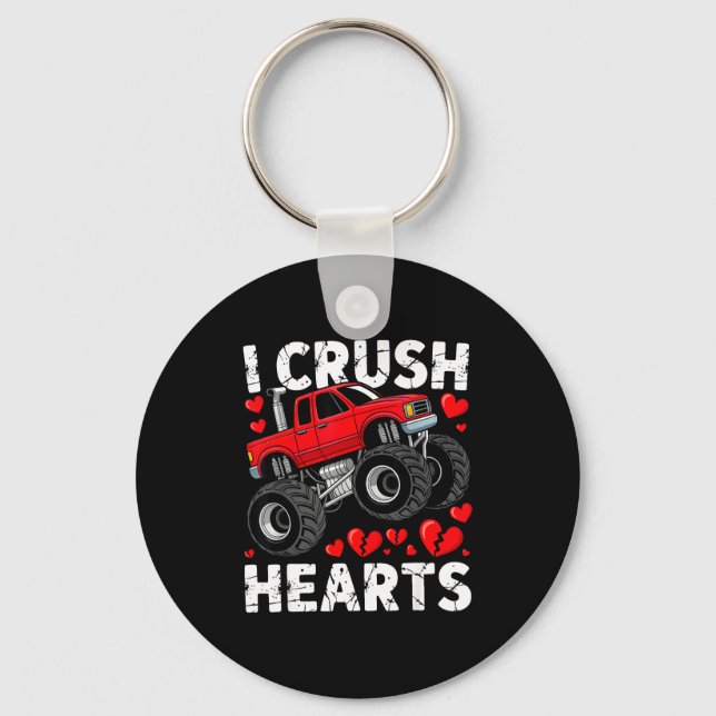 I Crush Hearts Valentine Monster Truck Boys Toddle Schlüsselanhänger (Vorderseite)