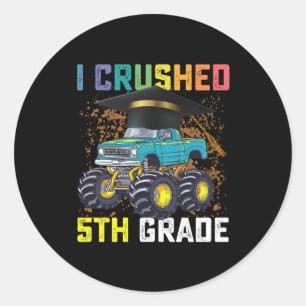 I Crushed 5th Grade Monster Truck Abschluss Runder Aufkleber