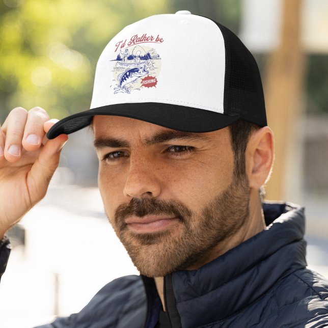 I’d Rather Be Fishing, Funny Fishing Saying Truckerkappe (Von Creator hochgeladen)
