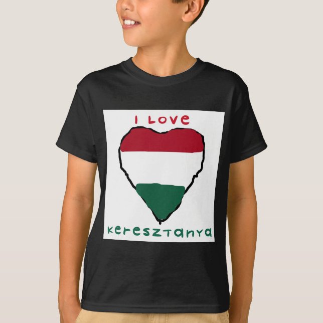 I der dunkle T - Shirt Liebe Keresztanya Kinder (Vorderseite)