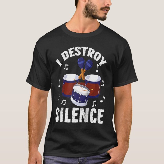 I Destroy Silence Drums Percussionist Raglan Baseb T-Shirt (Vorderseite)