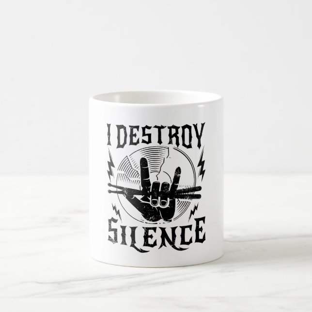 I Destroy Silence Music Coffee Mug Kaffeetasse (Mittel)